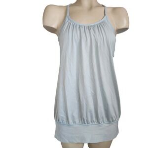 Lululemon‎ No Limit Tank Top Built In Bra Light Blue Mesh Racerback Yoga Sz 6